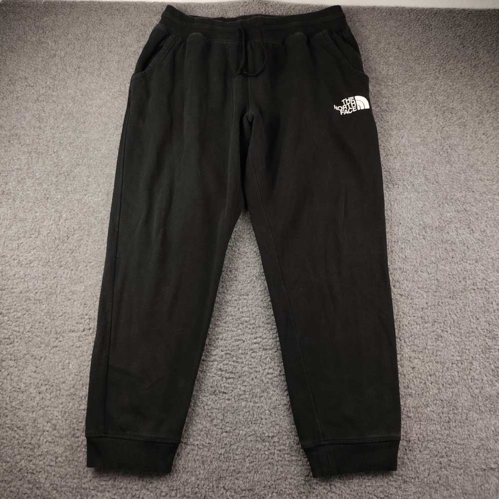 The North Face Mens Black Fleece Joggers Sweatpants XL Embroidered Logo Pockets